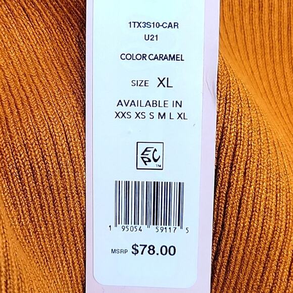 BCBGeneration Womens Caramel Ribbed Sleeveless Peek-A-Boo Tank Top/Vest Size XL - Picture 7 of 9